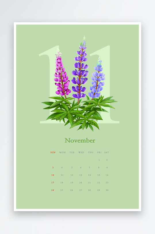 鲜花日历背景海报模板-众图网