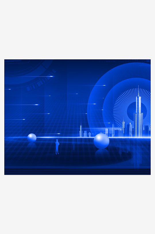 蓝色科技背景模板素材-众图网