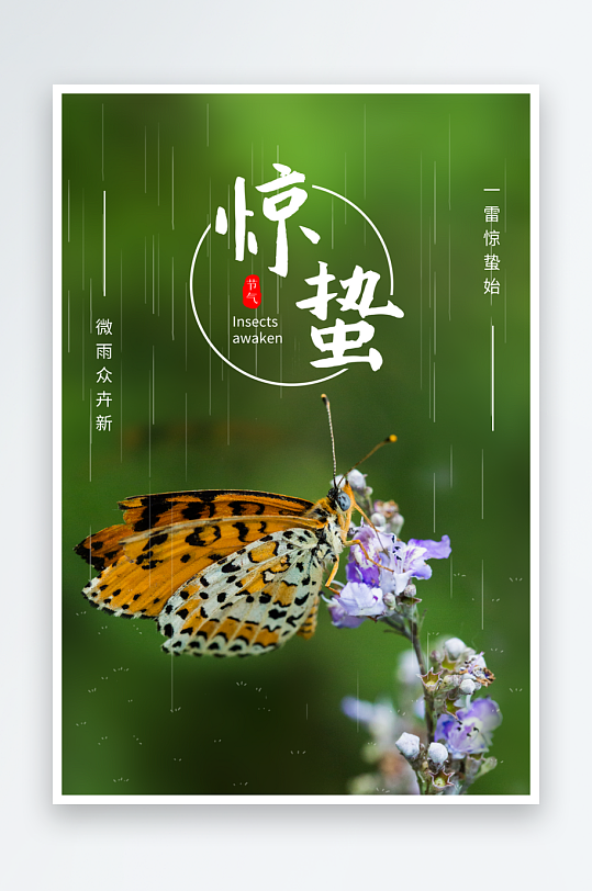 惊蛰二十四节气海报模板-众图网