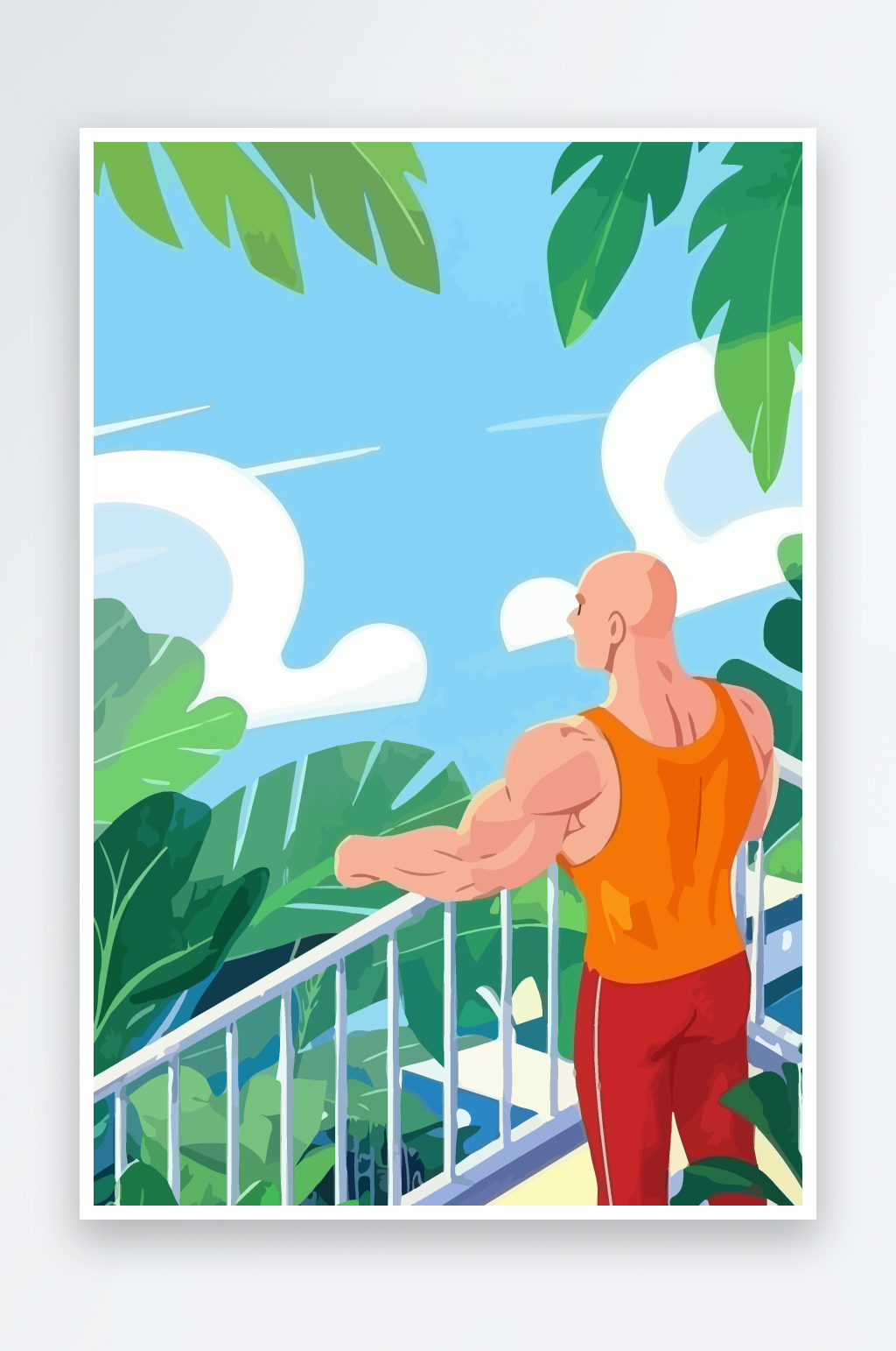 卡通健身男矢量插画图形元素素材
