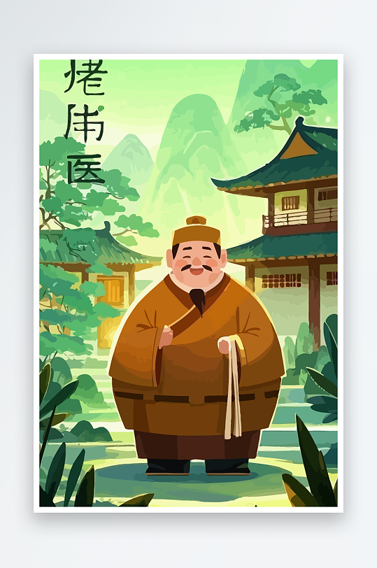 老人建筑风景图标插画-众图网