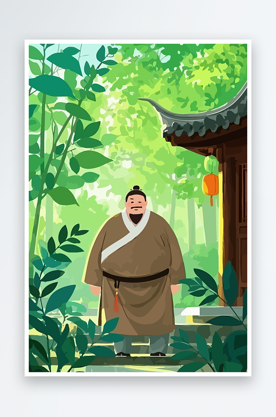 老人建筑风景图标插画元素-众图网