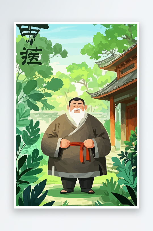 老人建筑风景图标插画-众图网