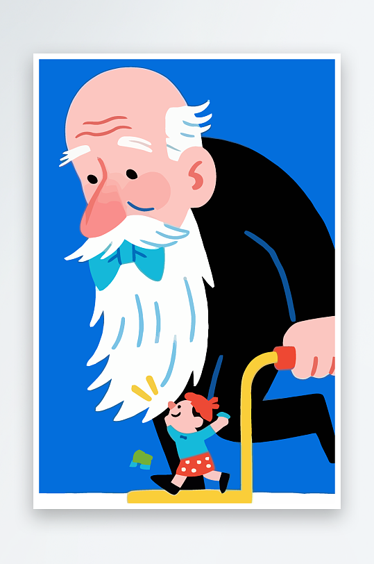 老人老者图标插画-众图网