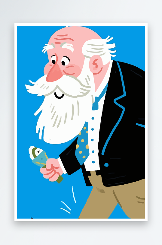 老人老者图标插画元素-众图网