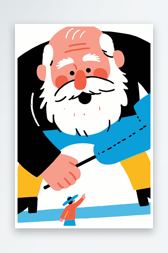 老人老者图标插画元素-众图网