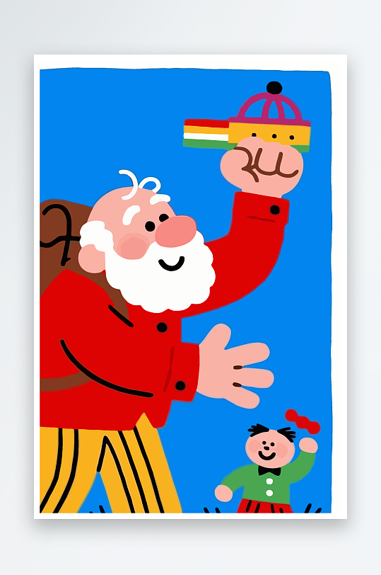 老人老者图标插画元素-众图网