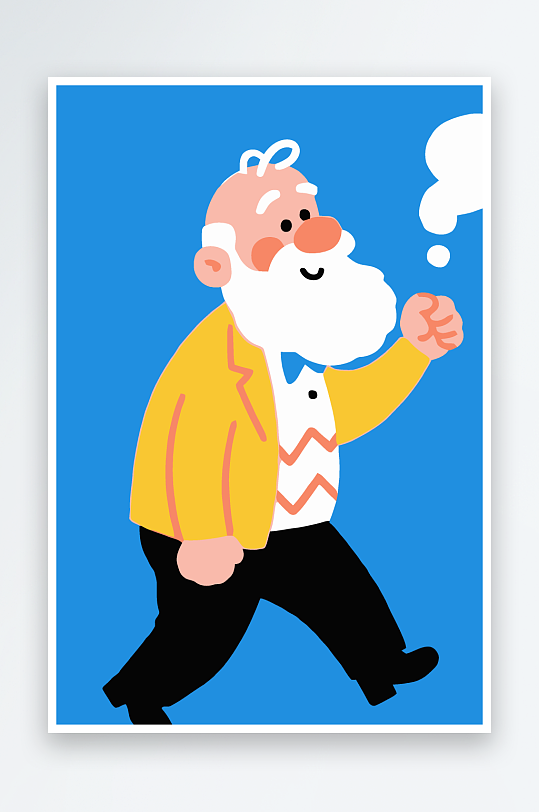 老人老者图标插画元素-众图网