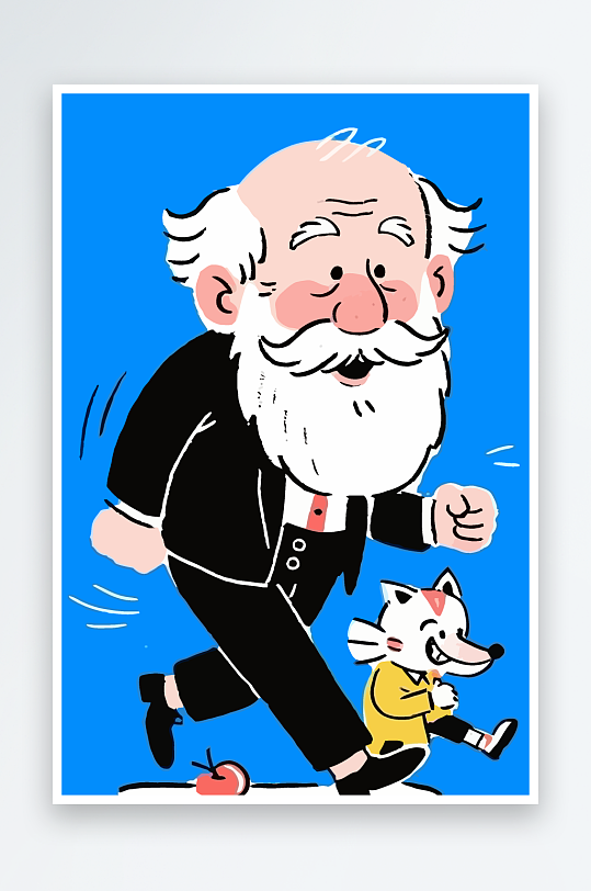 老人老者图标插画元素-众图网