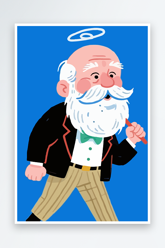老人老者图标插画元素-众图网