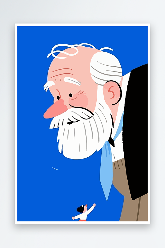 老人老者图标插画元素-众图网