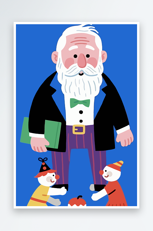 老人老者图标插画元素-众图网