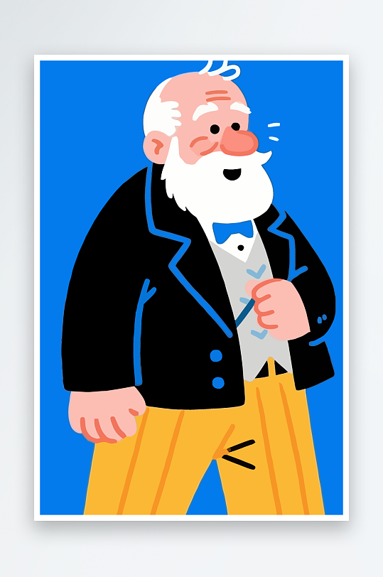 老人老者图标插画元素-众图网