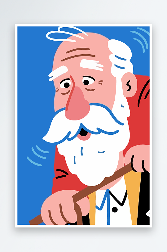 老人老者图标插画元素-众图网