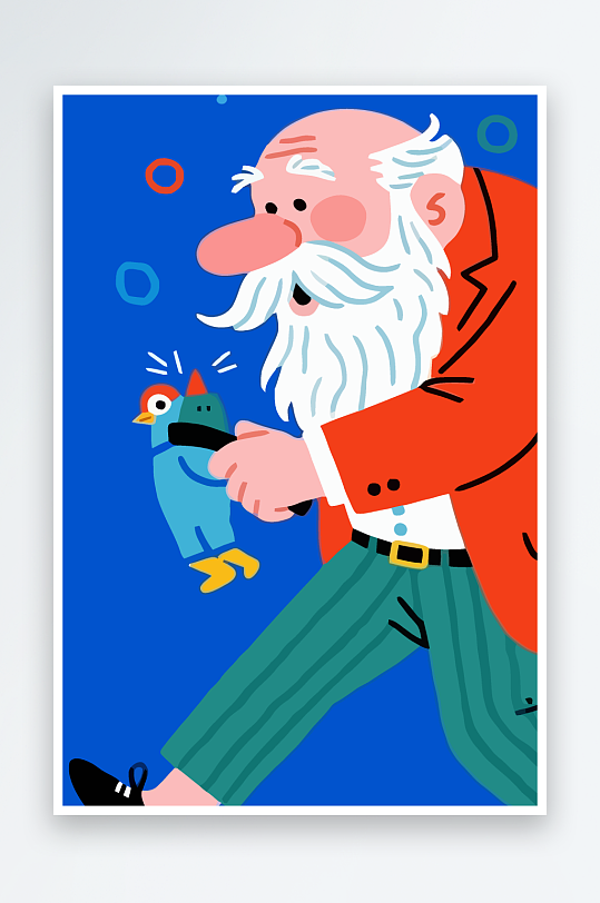 老人老者图标插画元素-众图网