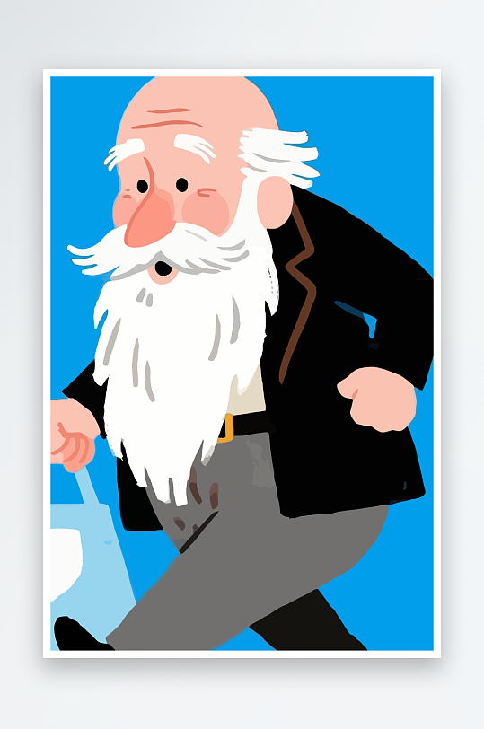 老人老者图标插画元素-众图网