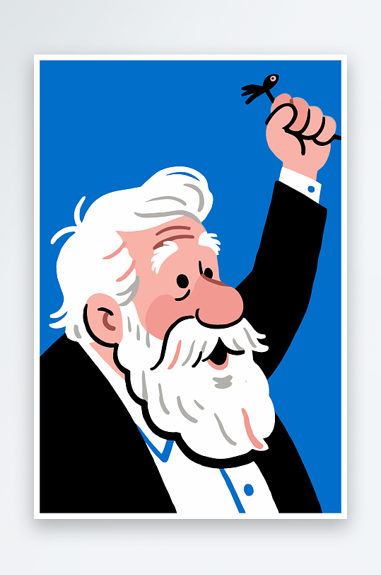 老人老者图标插画元素-众图网