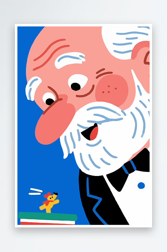 老人老者图标插画元素-众图网