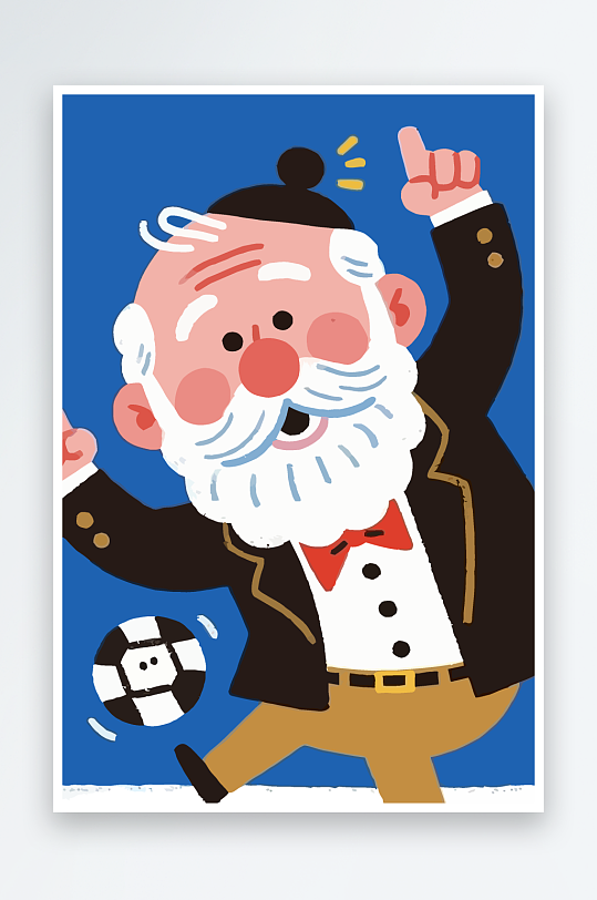 老人老者图标插画元素-众图网