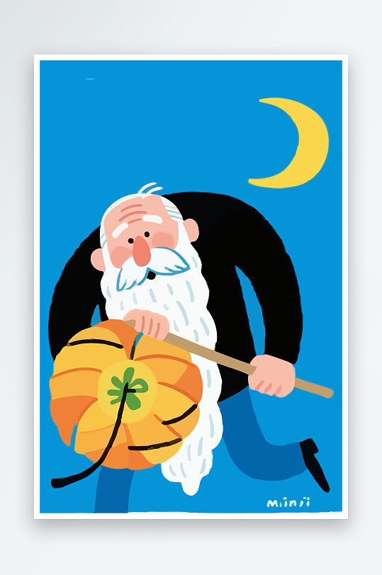 老人老者图标插画元素-众图网