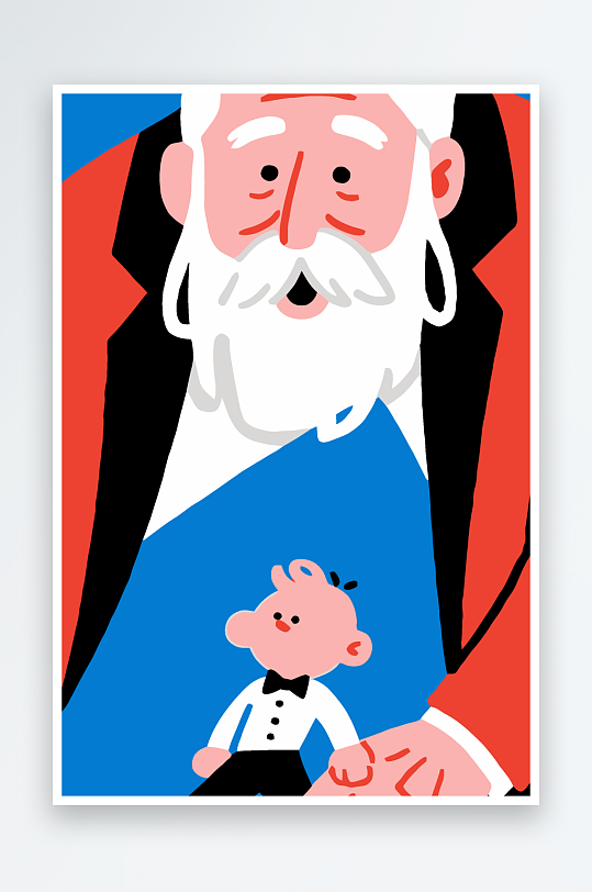 老人老者图标插画元素-众图网