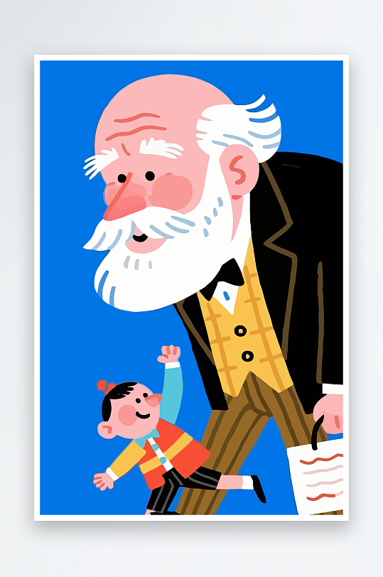 老人老者图标插画元素-众图网