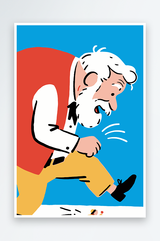 老人老者图标插画元素-众图网