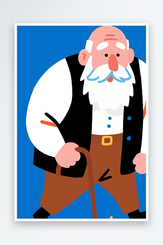 老人老者图标插画元素-众图网