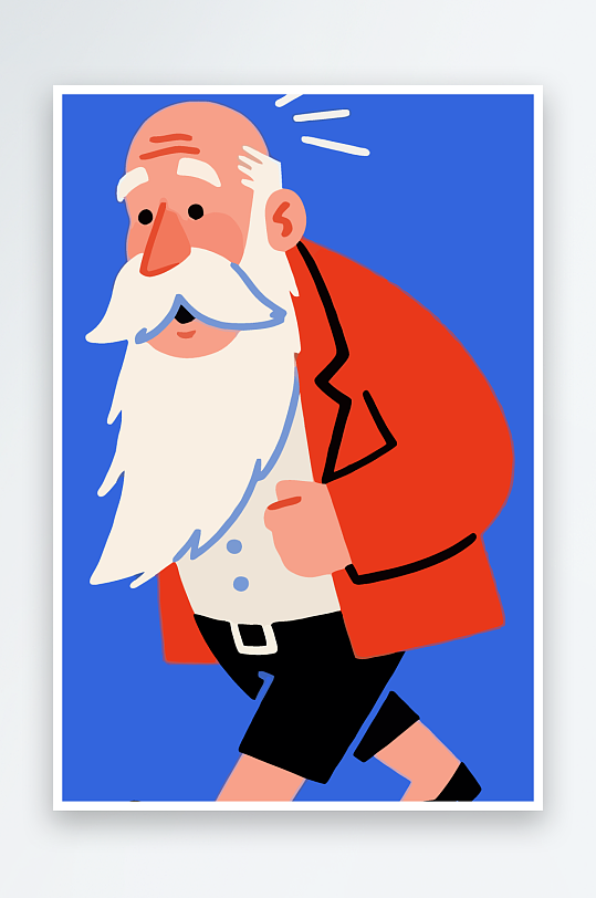 老人老者图标插画元素-众图网