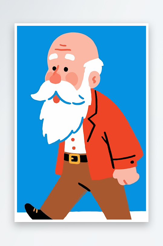 老人老者图标插画元素-众图网