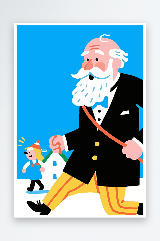 老人老者图标插画-众图网