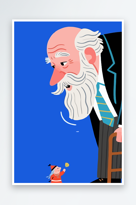 老人老者图标插画元素-众图网