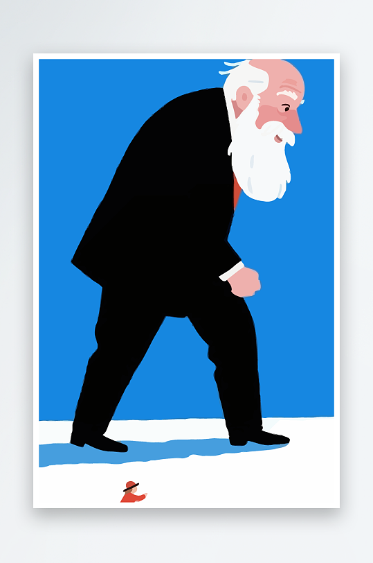 老人老者图标插画元素-众图网