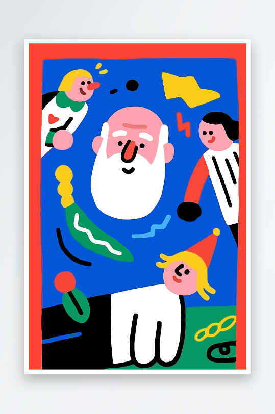 老人老者图标插画元素-众图网