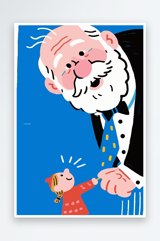 老人老者图标插画元素-众图网