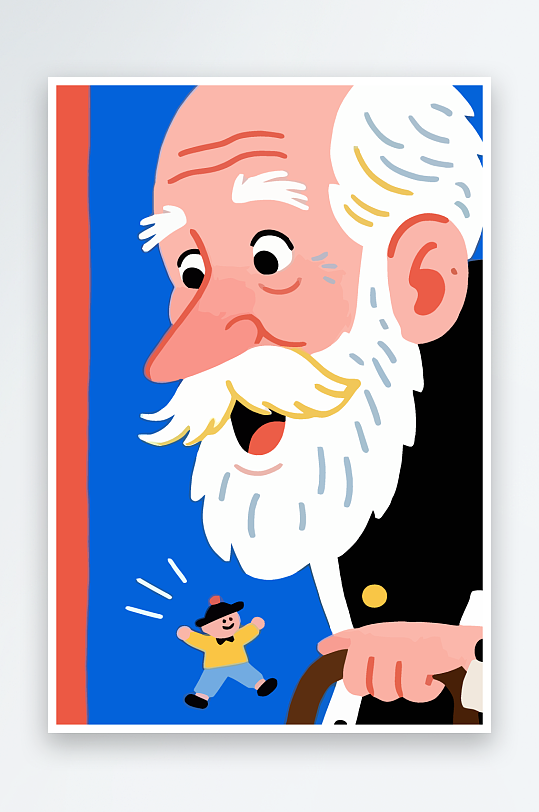 老人老者图标插画元素-众图网