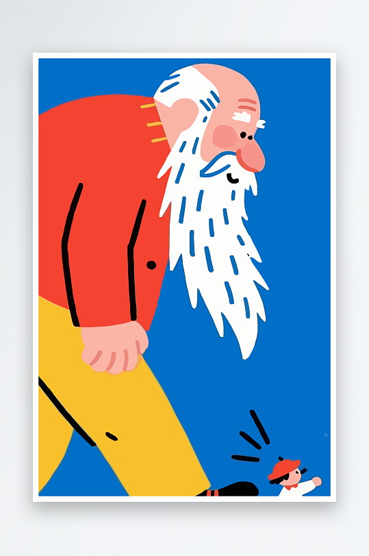 老人老者图标插画元素-众图网