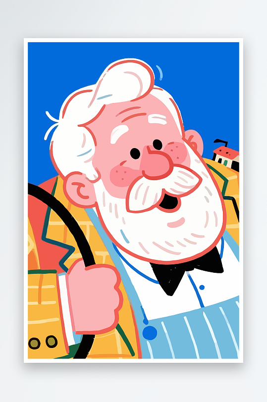 老人老者图标插画元素-众图网