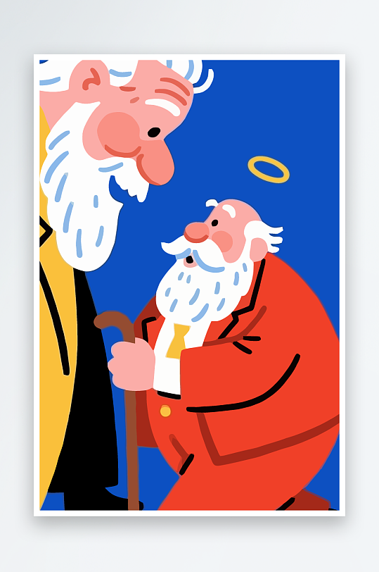 老人老者图标插画元素-众图网