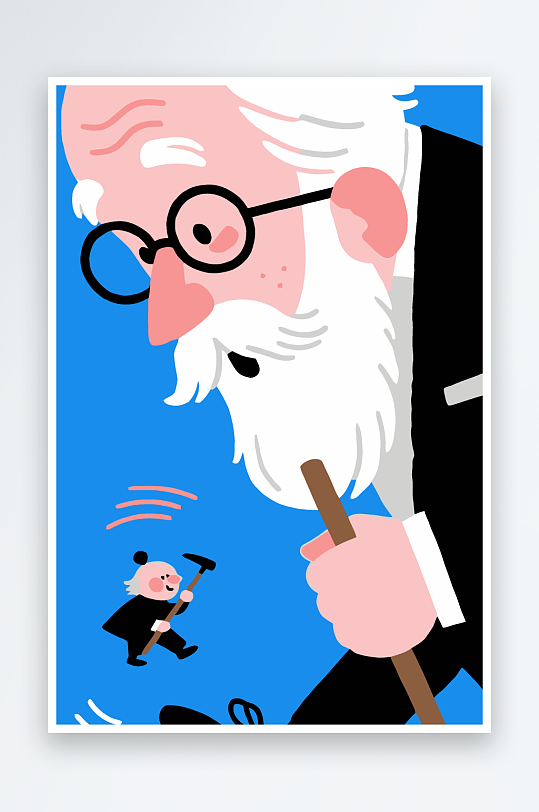 老人老者图标插画-众图网