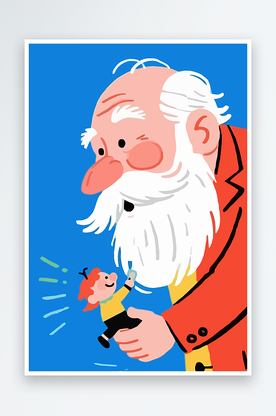 老人老者图标插画-众图网