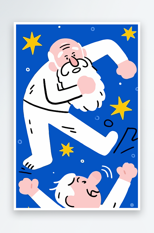 老人老者图标插画元素-众图网