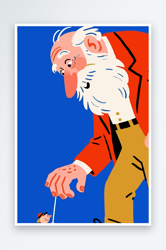 老人老者图标插画元素-众图网