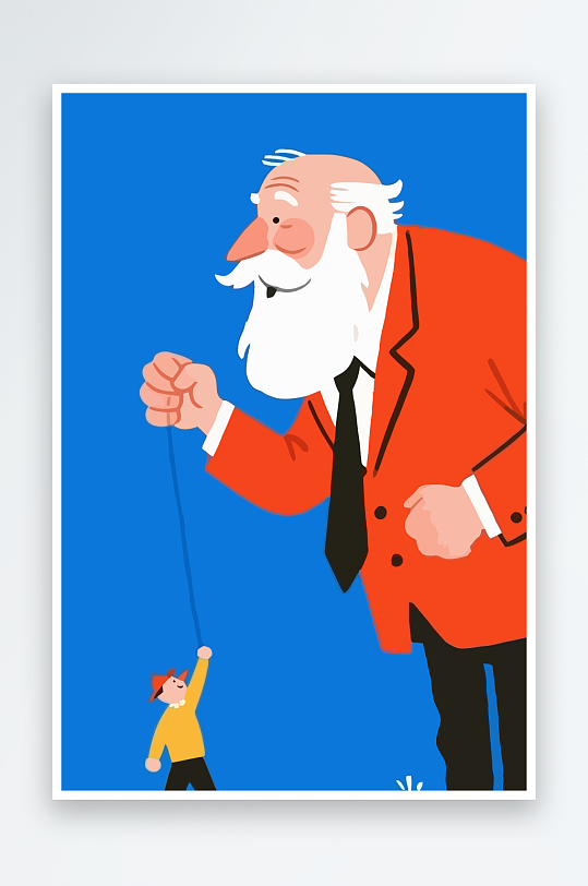 老人老者图标插画元素-众图网