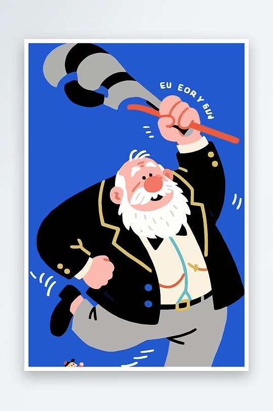 老人老者图标插画元素-众图网