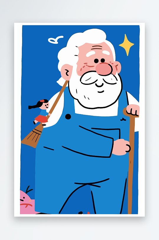 老人老者图标插画元素-众图网