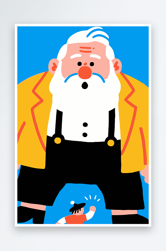 老人老者图标插画元素-众图网