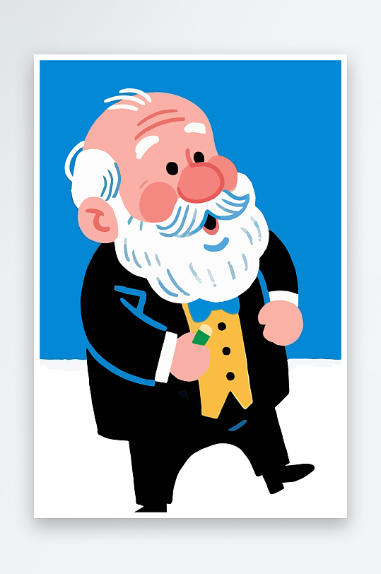 老人老者图标插画元素-众图网