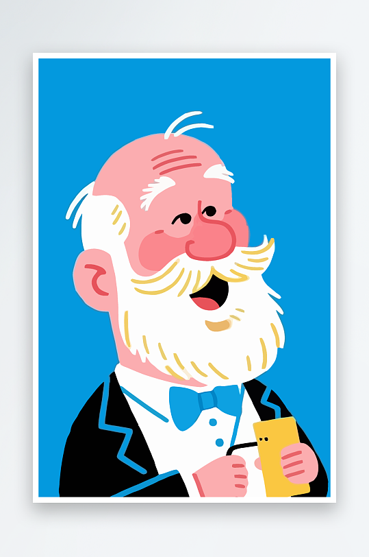 老人老者图标插画元素-众图网