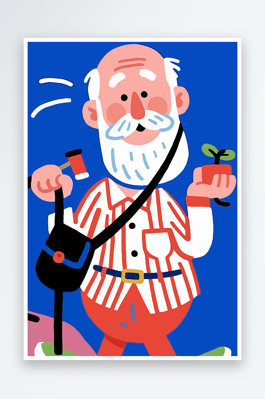 老人老者图标插画元素-众图网